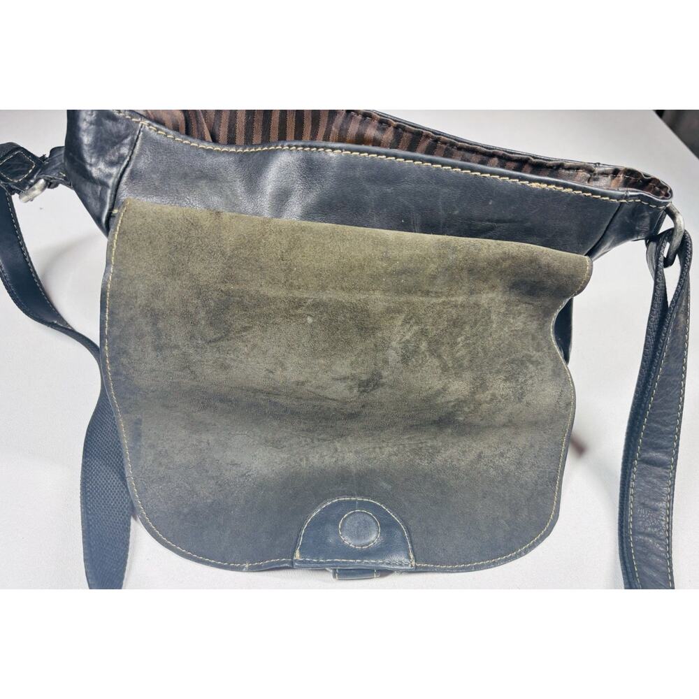 Jack Georges VTG Voyager Crossbody Bag Black Messenger Leather Distressed - Picture 16 of 16